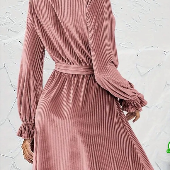Pink Velvet Dress Belted Dress size Medium - Picture 3 of 7